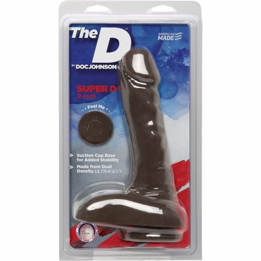 (WD) THE D SUPER D 9 W/BALLS CHOCOLATE BROWN DILDO "