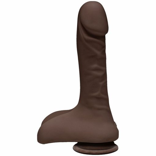 (WD) THE D SUPER D 9 W/BALLS CHOCOLATE BROWN DILDO "