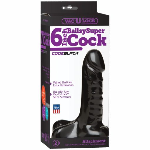 (WD) VAC U LOCK CODE BLACK 6IN BALLSY SUPER COCK