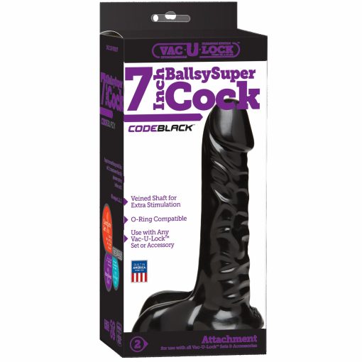 (WD) VAC U LOCK CODE BLACK 7IN BALLSY SUPER COCK