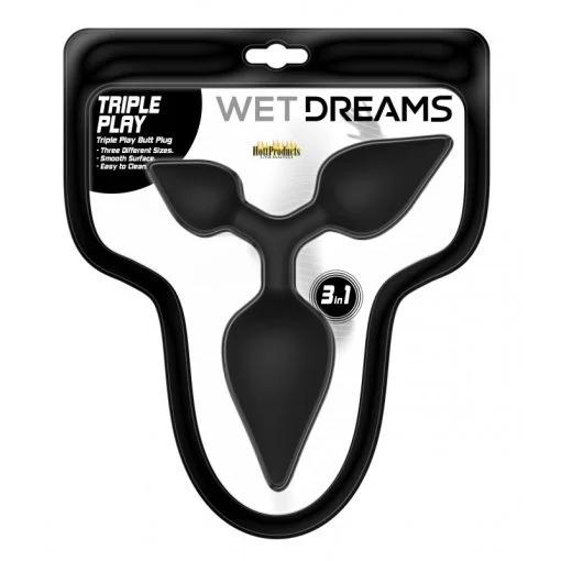 WET DREAMS TRIPLE PLAY ANAL PLUG MULTI SIZE BLACK back