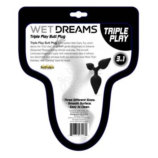 WET DREAMS TRIPLE PLAY ANAL PLUG MULTI SIZE BLACK details