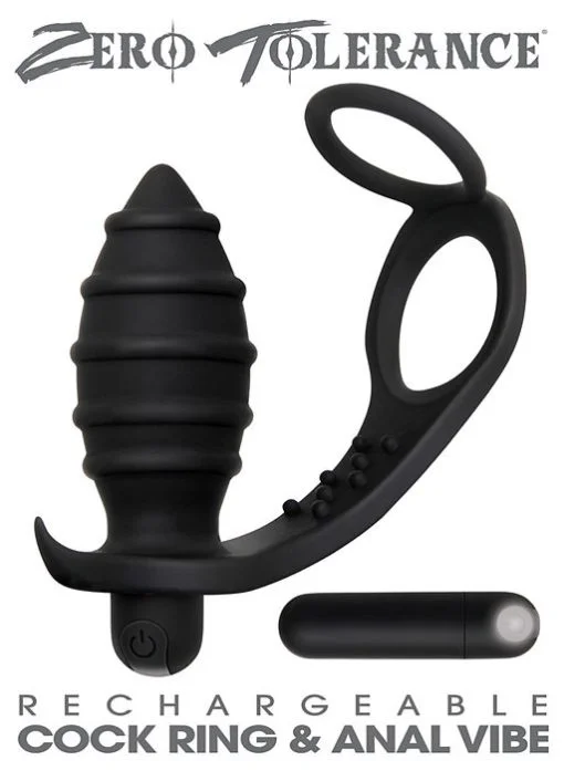 ZERO TOLERANCE RECHARGEABLE COCK RING AND ANAL VIBE back