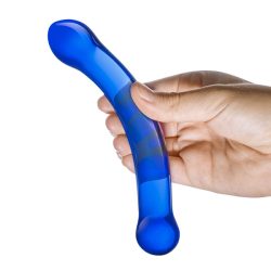 glas curved g spot glass dildo six inch blue