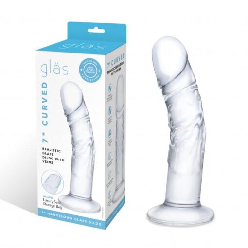 Glas 7 Curved Realistic Glass Dildo With Veins Box