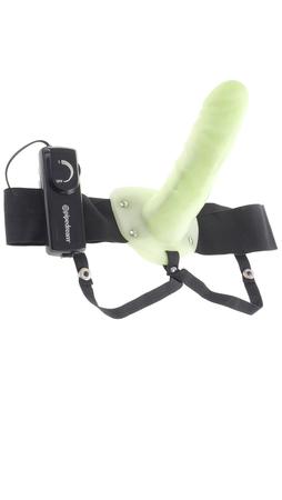 6" Vibrating Hollow Strap-On - Glow in the Dark main