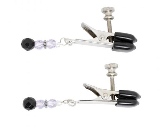 Adjustable Broad Tip Nipple Clamps W/Purple Beads second