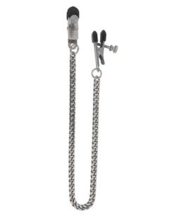 Adjustable Broad Tip Nipple Clamps With Jewel Chain Silver main