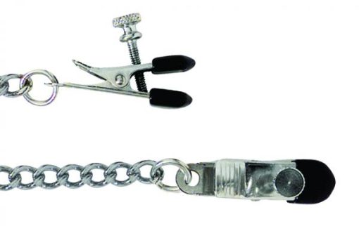 Adjustable Broad Tip Nipple Clamps With Link Chain Silver second
