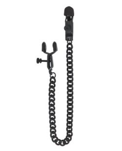 Adjustable alligator nipple clamps w/black chain main