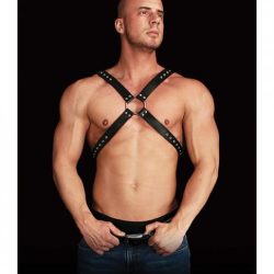 Adonis High Chest Halter Black Leather O/S main