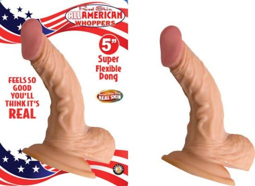 All American Whopper 5 inches Curved Dong With Balls Beige second
