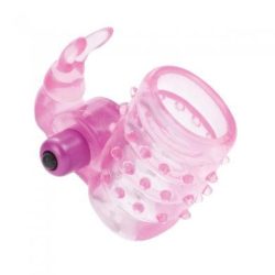 Basic Essentials Stretchy Vibrating Bunny Enhancer Pink main