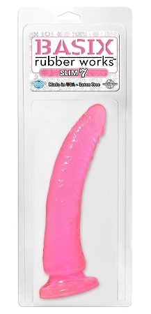 Basix rubber slim 7 inches dong suction cup pink second