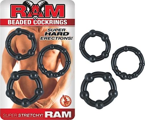 Beaded Cock Rings Black 3 Pack second