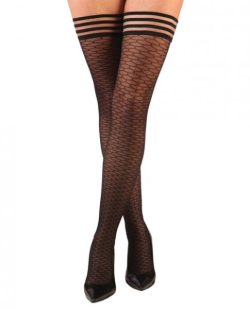 Beth Ann Honeycomb Thigh High Stockings Black Size A main