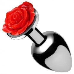 Booty Sparks Red Rose Anal Plug Small Silver main