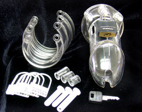 CB-6000 3 3/4" Curved Cock Cage and Lock Set - Clear second