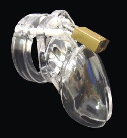 CB-6000S Male Chastity Device 2.5 inches Cock Cage and Lock Set Clear main