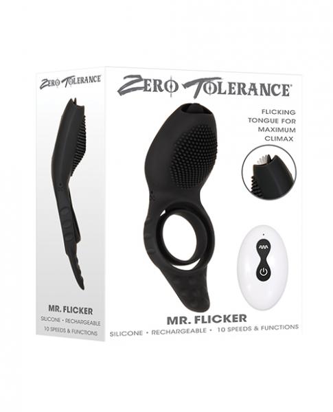 Zero Tolerance Mr. Flicker Vibrating Cock Ring – Black