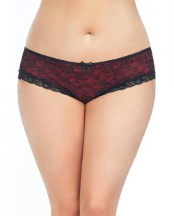 Cage Back Lace Panty Black Red 1X/2X main