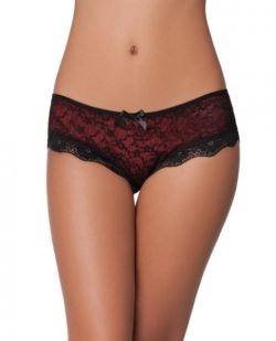 Cage Back Lace Panty Black Red S/M main