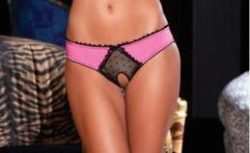 Crotchless Frills Panty Back Bows Pink S/M main