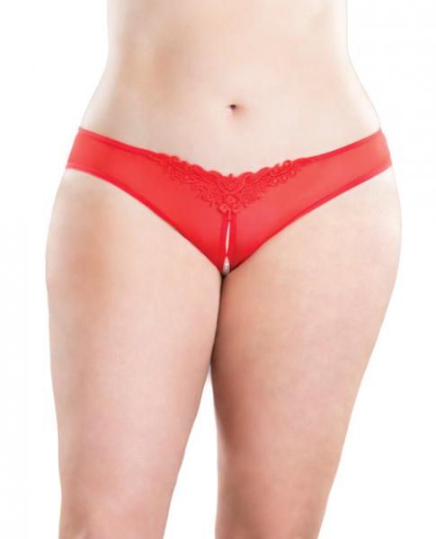 Crotchless thong panty with pearls red 1x/2x main