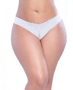 Crotchless Thong with Pearls White 1X/2X main