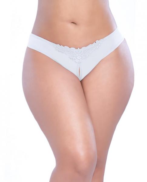 Crotchless Thong with Pearls White 3X/4X main