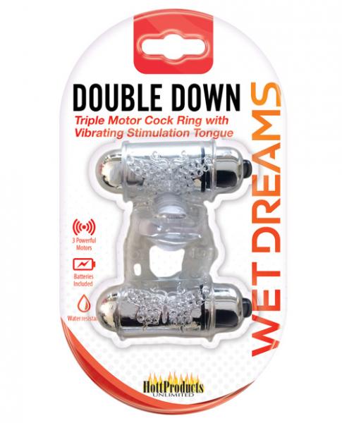 Double down vibrating cock ring with tongue clear second