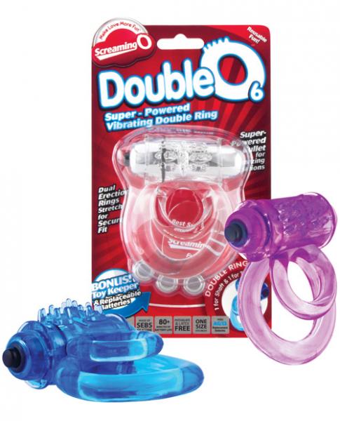 Double o 6 speed vibrating cock ring assorted color main