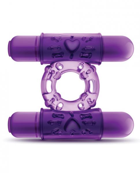 Double Play Dual Vibrating Cock Ring Purple main