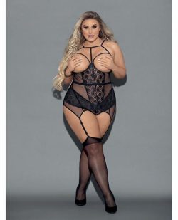 Euphoria Open Cup Bustier & Crotchless Boyshorts Black Qn main