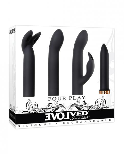 Four play set black bullet vibrator with 3 sleeves second