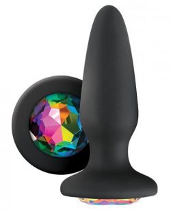Glams Black Silicone Butt Plug Rainbow Gem main