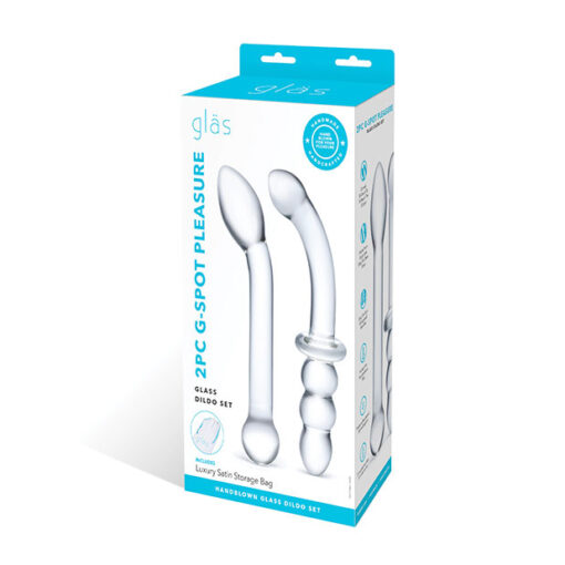 Glas 2pc G-SPOT P-Spot Pleasure Glass Dildo Set Box