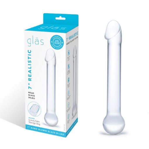 Glas 7 inches Realistic Head Glass Dildo Clear Box