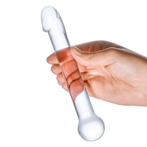 Glas 7 inches Realistic Head Glass Dildo Clear Hand