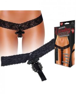 Hustler Crotchless Vibrating Panties Pleasure Beads Black M/L main