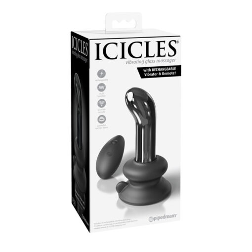 Icicles No. 84 Glass Vibrating Butt Plug With Remote Box