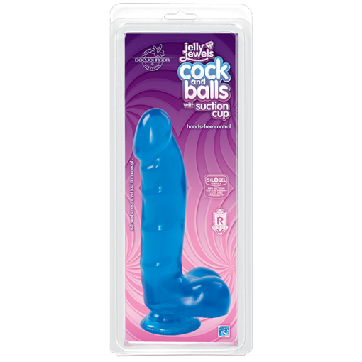 Jelly Jewels Cock and Balls Suction Cup Blue second