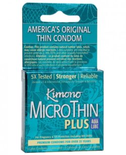 Kimono Micro Thin Aqua Lube Condom Box of 3 main