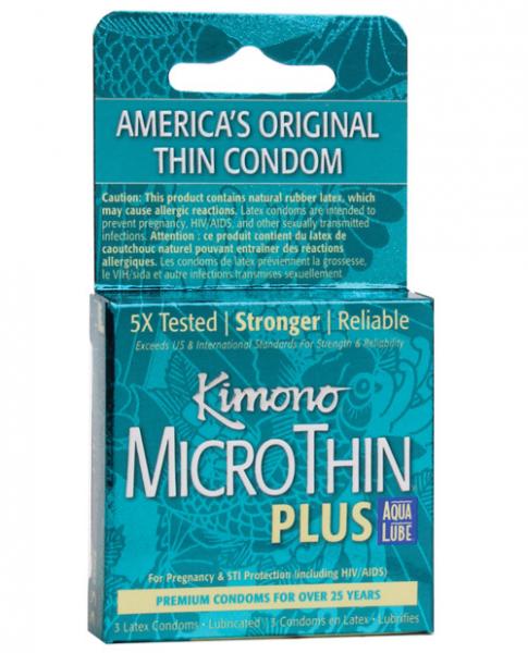 Kimono micro thin aqua lube condom box of 3 main