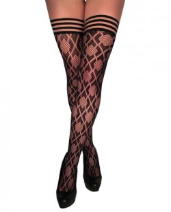 Kix'ies Elle Dot Fishnet Diamond Thigh High Black A main