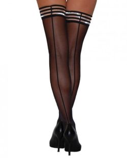 Kixies Lois Thigh Highs Black Back Seam Black A main