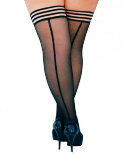 Kixies Lois Thigh Highs Black Back Seam Black D main