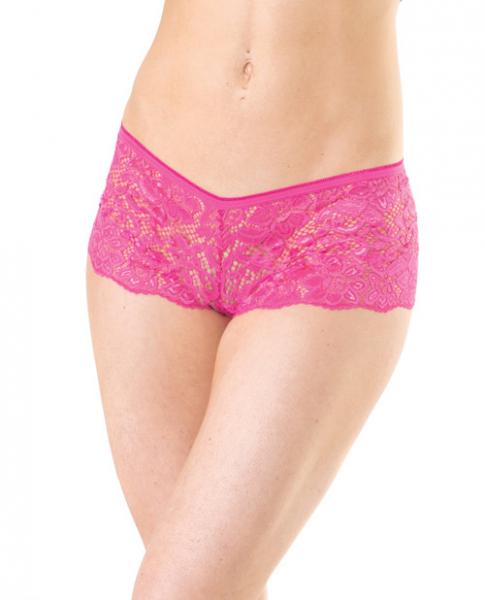 Low rise stretch scallop lace booty shorts pink os main
