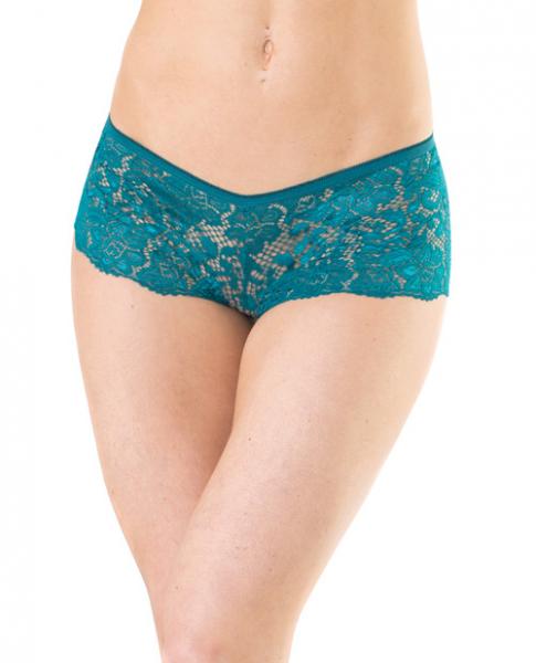 Low Rise Stretch Scallop Lace Booty Shorts Teal OS/XL main