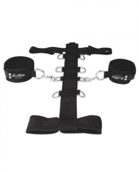 Lux fetish 3 piece adjustable neck & wristraint set black main